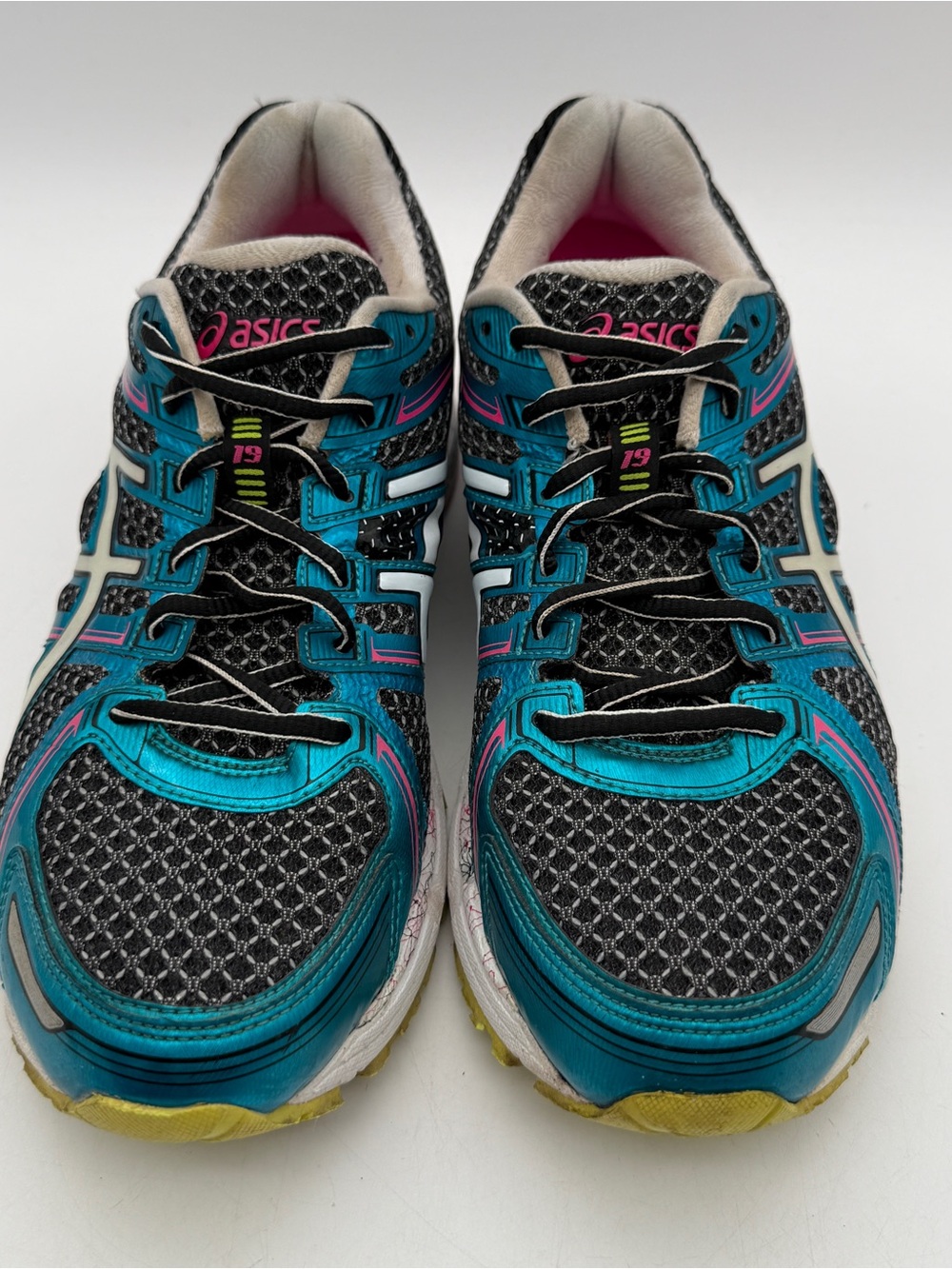 ASICS Gel Kayano 19 T392N Running Shoes Womens 10 EU 42 White Blue